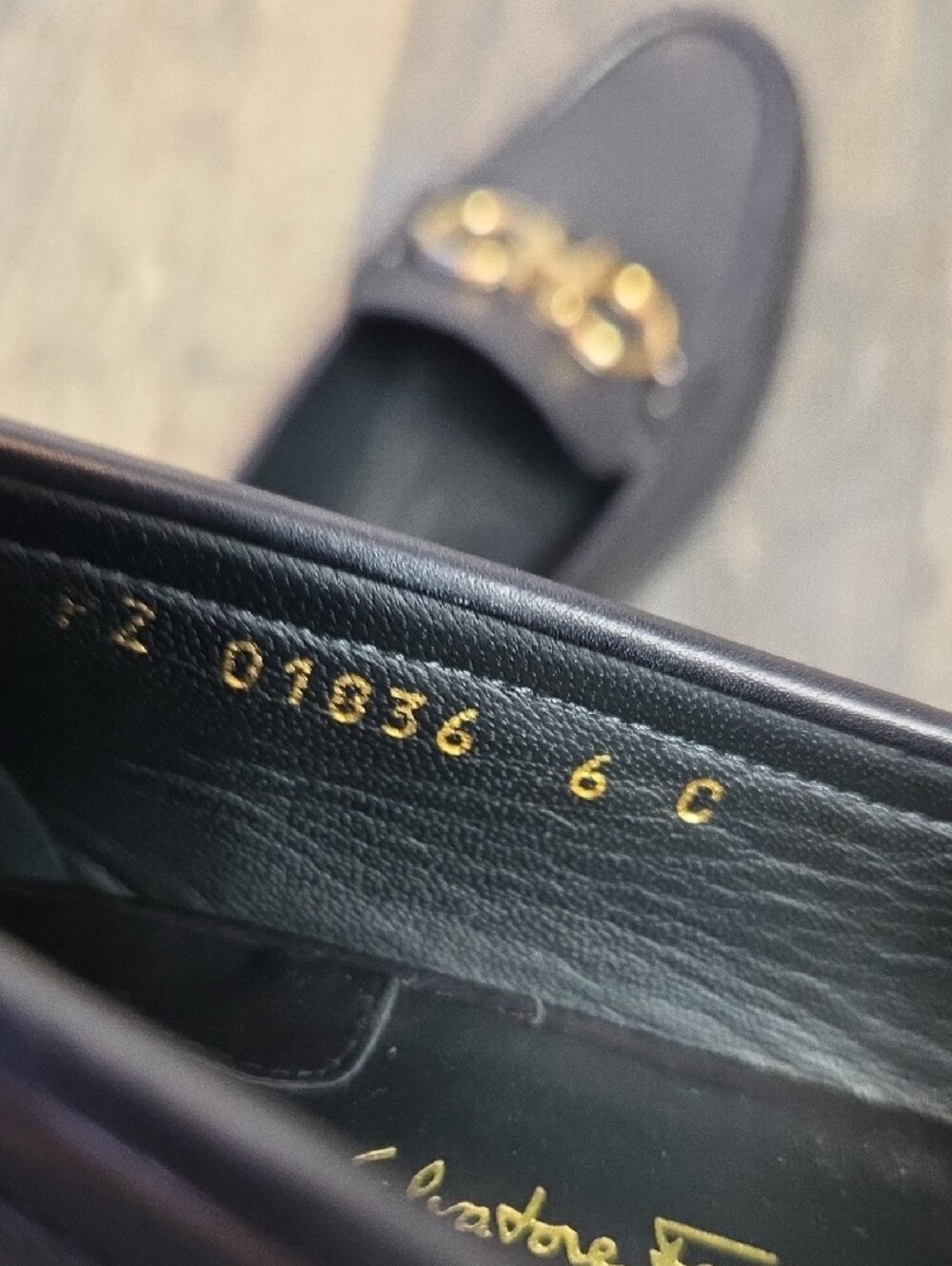 Salvatore Ferragamo Black Leather Women's Loafers with Gold Bit - Picture 8 of 9